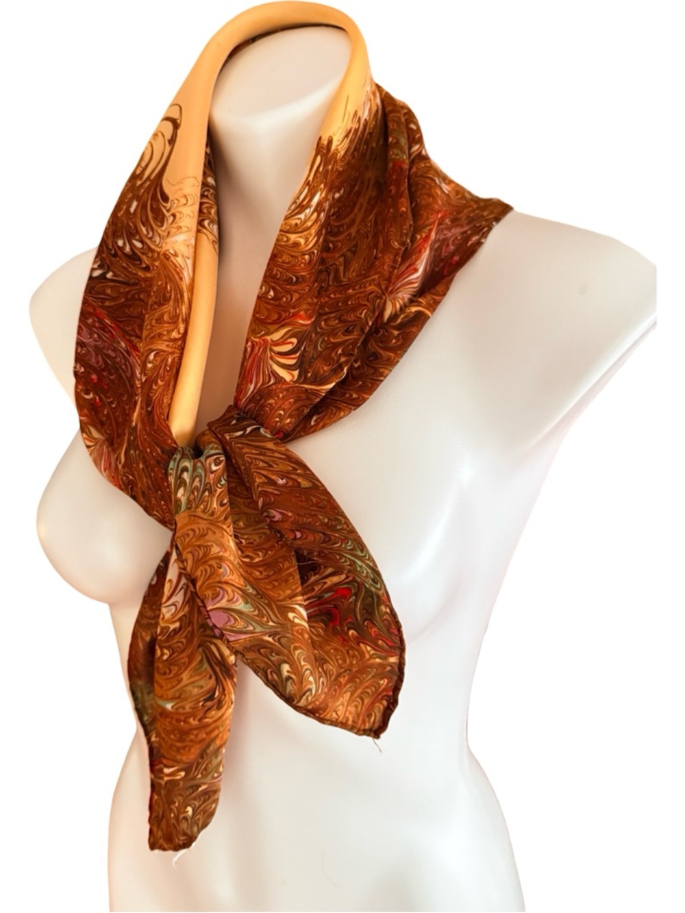 Vintage Silk Burmel Marble Print Scarf
